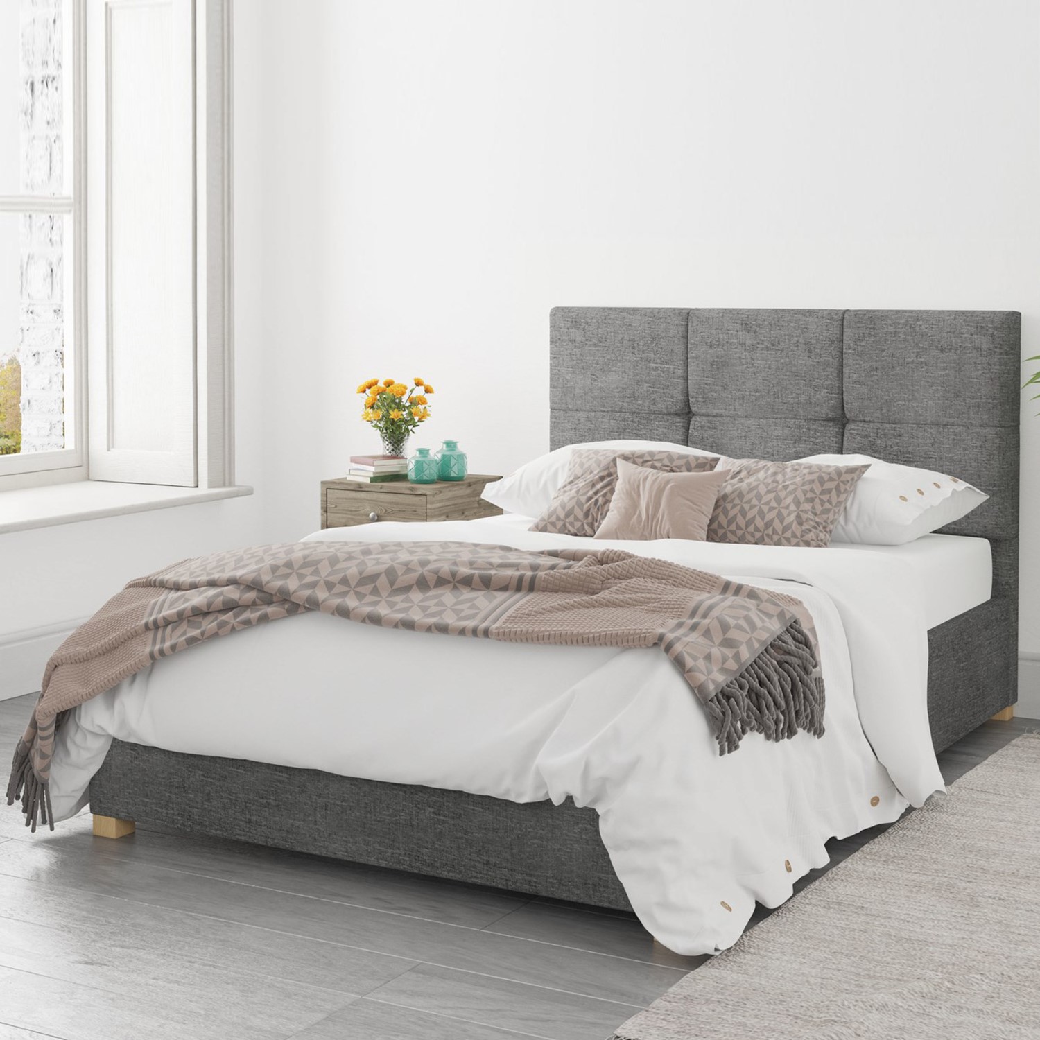Read more about Grey fabric double ottoman bed farringdon aspire